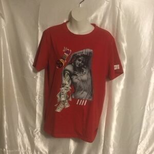 Red Short Sleeve Embroider Graphic Crew neck Greek Goddess Italian Money Shirt M